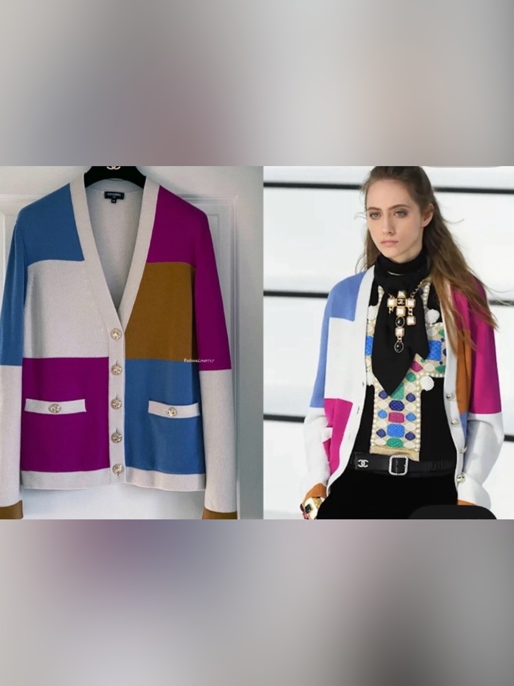 Chanel Runway Cashmere Colorblock Sweater
